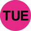 Tape Logic® Inventory Circle Labels, Days of the Week, TUE", 2", Fluorescent Pink, 500/RL Thumbnail 1