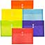 JAM Paper Plastic Envelopes with Button & String Tie Closure, Letter Booklet, 9 3/4" x 13", Assorted Primary Colors, 6/PK Thumbnail 1