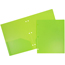 JAM Paper Plastic Heavy Duty 3 Hole Punch 2 Pocket School Presentation Folders, Lime Green, 6/PK Thumbnail 1