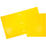 JAM Paper Plastic Heavy Duty 3 Hole Punch 2 Pocket School Presentation Folders, Yellow, 6/PK Thumbnail 1