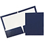 JAM Paper Laminated Two-Pocket Glossy Folders, Navy Blue, 100/BX Thumbnail 1