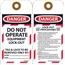 NMC Lockout Tags, Do Not Operate Equipment Lock-Out, Unrippable Vinyl, 6'' x 3'', 25/PK Thumbnail 1