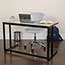Flash Furniture Desk with Pedestal Frame, Metal/Glass, Black Thumbnail 2