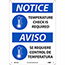 NMC™ Plastic Sign, "Notice - Temperature Check is Required", Bilingual, 10" x 14" Thumbnail 1
