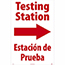 NMC Corrugated A-Frame Plastic Sign, "Testing Station", Right Arrow, Bilingual, 24" x 36" Thumbnail 1