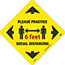 NMC™ Floor Sign, "Please Practice Social Distancing - 6 Feet", TexWalk®, 11 3/4" x 11 3/4" Thumbnail 1