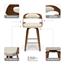 OFM™ 161 Collection Mid Century Modern Swivel Seat Stool, 26" H, Bentwood Frame, Walnut/Ivory Thumbnail 2