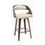 OFM™ 161 Collection Mid Century Modern Swivel Seat Stool, 26" H, Bentwood Frame, Walnut/Ivory Thumbnail 1
