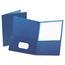 Oxford™ Twin-Pocket Folder, Embossed Leather Grain Paper, Blue, 25/BX Thumbnail 3