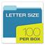 Pendaflex Colored File Folders, 1/3 Cut Top Tab, Letter, Blue/Light Blue, 100/Box Thumbnail 5
