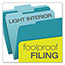 Pendaflex® Colored File Folders, 1/3 Cut Top Tab, Letter, Teal/Light Teal, 100/Box Thumbnail 5