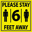 W.B. Mason Co. Wall/Door Graphic, "Please Stay 6 Feet Away", Yellow and Black, 12''x12'', EA Thumbnail 1