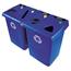 Rubbermaid® Commercial Glutton Recycling Station, Four-Stream, 92 gal, Blue Thumbnail 1