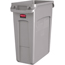 Rubbermaid Commercial Slim Jim® Waste Container w/Handles, Rectangular, Plastic, 16gal, Light Gray Thumbnail 1
