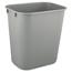 Rubbermaid® Commercial Deskside Plastic Wastebasket, Rectangular, 3 1/2 gal, Gray Thumbnail 1