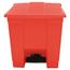 Rubbermaid Commercial Indoor Utility Step-On Waste Container, Square, Plastic, 8gal, Red Thumbnail 1