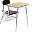 Scholar Craft™ 5000 Series Combination Desk, Sugar Maple Solid Plastic 18-24" Top, Navy Solid Plastic Seat and Back, Chrome Frame, Chrome Book Rack Thumbnail 1